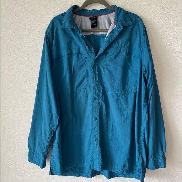The North Face Men’s XL Teal Blue Button-Up Lightweight Fishing Hiking Shirt - Picture 1 of 9